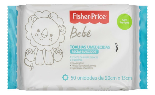 Toalha Umedecida Recém-Nascido sem Perfume Fisher-Price Bebê Pacote 50 Unidades