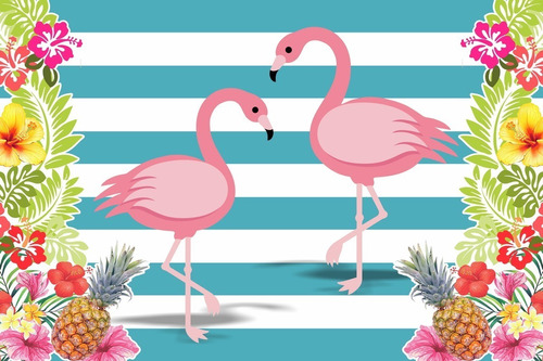 Banner Painel Festa Aniversário Flamingo Rosa - Lona Fosca
