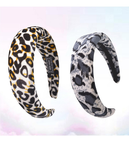 2 Diademas De Leopardo Gruesas Cubiertas De Pelusa Con Espon 2 Diademas De Leopardo Gruesas Cubiertas De Pelusa Con Espon