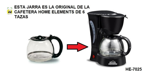 Jarra  Cafetera Home Elements Kalley 4 A 6 Tazas