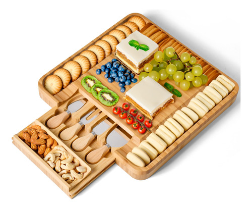 Juego De Tabla De Queso De Bambu Y Cuchillos, Juego De Tabla