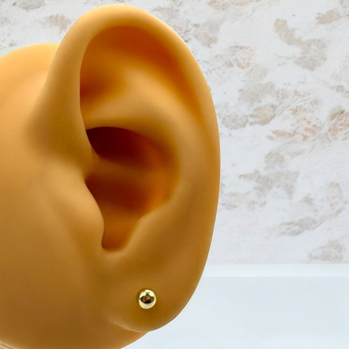 Aretes Dormilona 4 Mm - Oro 14k - Niña/bebe -incluye Estuche