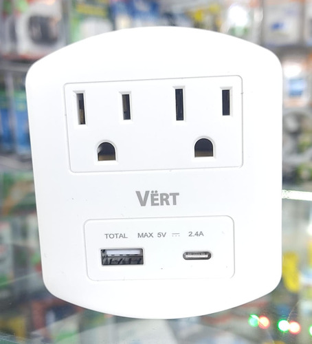 Regleta Marca Vert 2 Tomas + Usb + Tipo C (5v 2.4amp) Blanca