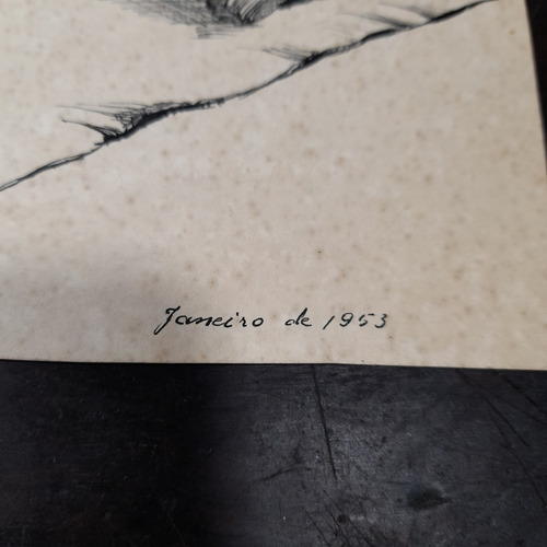 Imagem 7 de 7 de Pintura Desenho Nanquim Bico De Pena Datado 1953 Antigo