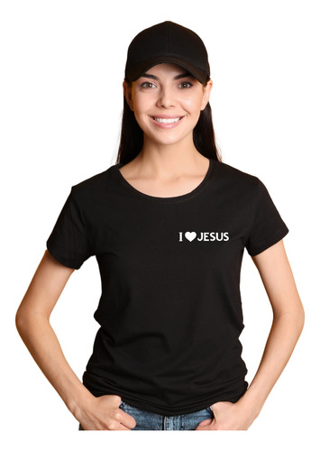 Camiseta Negra Cómoda Casual De Moda Estampado Love Jesús 