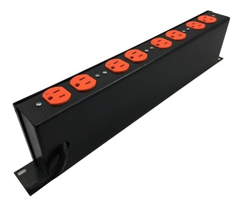 Imagen 1 de 2 de Multitoma Para Rack 12 Servicios Con Protección Toma Naranja
