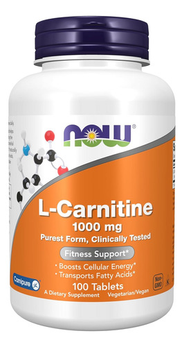 Now Foods | L-carnitine | Carnipure | 1000mg | 100 Tablets