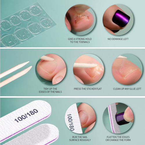 Fandamei Uñas Postizas A Presión, 24 Colores Cuadrados Corto