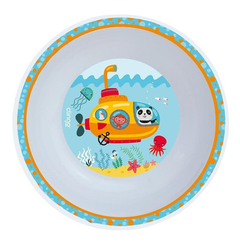 Prato Pratinho Bowl Infantil Estampado 350ml 6m+ Clingo Cor Fundo do Mar