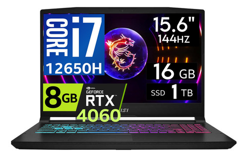 Msi Katana 15 Core I7 12650h 1tb 16gb Rtx4060 8gb 15.6' Color Negro