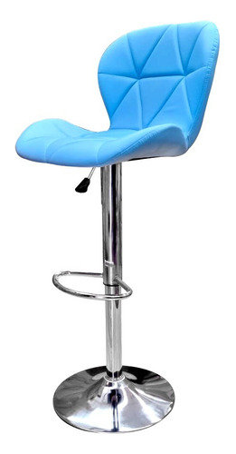 Silla De Bar Acolchada Con Respaldo Geométrico Taburete Color de la estructura de la silla Plateado Color del asiento Azul