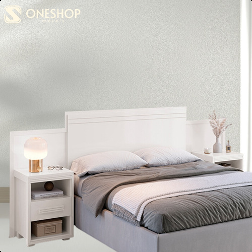 Cabeceira De Cama Ajustavel Queen Casal Com Criado Mudo 100% Mdf Gavetas Dinamarca Branco