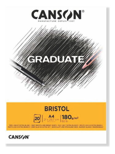 Bitacora Canson Graduate Bristol A4 180g- 20hojas Extra Liso