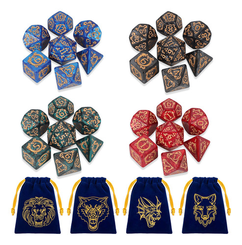 Xixijuego De Dados De Rol: 28 Dados Poliédricos Dnd Con 4 Bo
