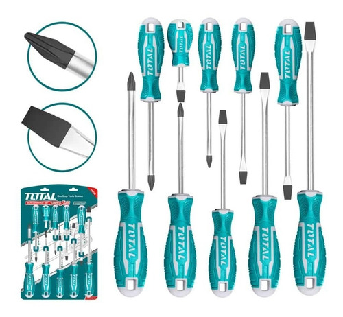 Juego De Destornilladores - 10 Piezas Marca Total Tools 