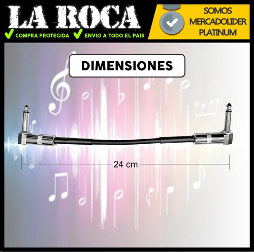 Imagen 5 de 9 de Cable Interpedal Plug L Ficha Metalica 24cm Pedales Cuo