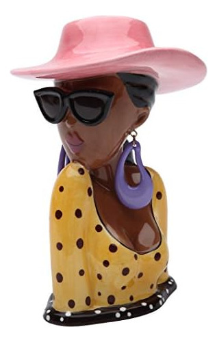 Stealstreet Ss-cg-black Glam Girl In Pink Summer Hat - Jarró