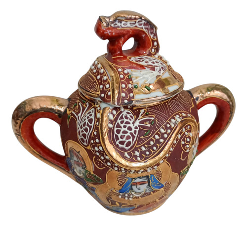 Juego De Té Cáscara De Huevo Porcelana Japonés Para 6 Marrón Floreado (Usado)