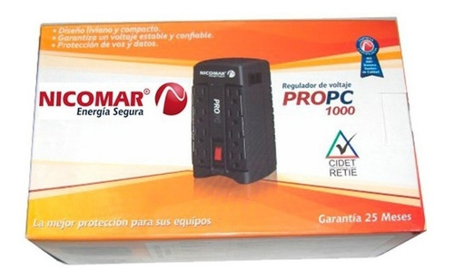 Imagen 2 de 3 de Regulador De Voltaje Nicomar 1000va 120v Estabilizador 8 Tom