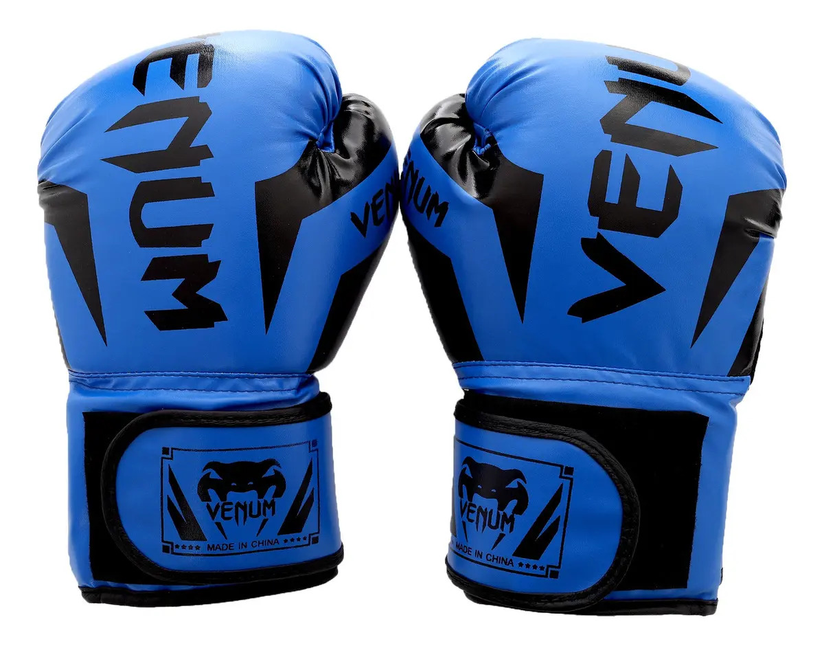 Imagen de Guantes De Boxeo Kickboxing Correa De Velcro Entrenamiento Color Azul Talla 12oz