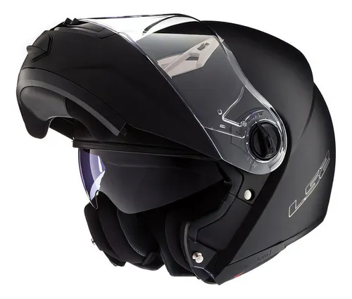 Casco Moto Rebatible Ls2 370 Easy Negro Brillo Doble Visor Color