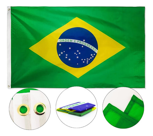 Bandeira Do Brasil Grande 150x90cm - Acabamento Superior