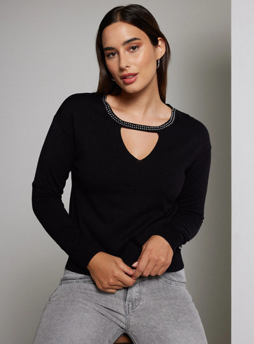 Sweater Mujer J.j.o Cut Out Aplic. Tachas 