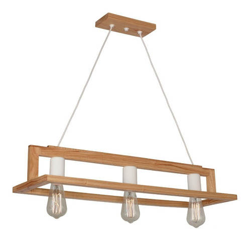 Colgante Madera Paraiso Trapecio 3 Luces Techo Carilux 