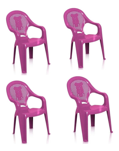 Kit 4 Poltronas Cadeira Decorada Infantil 58x26cm Teddy