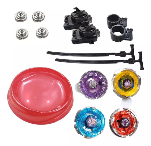 Kit 2 Pião Beyblade Metal Tornado Com Arena 2 Lançador