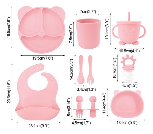 Set 10pcs Alimentación Silicona Dividida Con Ventosa Bebés