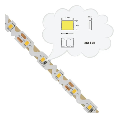 Tira Led 2835 Zigzag Moldeable Interior 5mt 12v 60w Blanco Frío 6000k