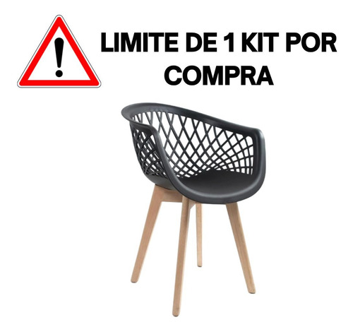 Conjunto 6 Cadeiras Jantar Web Wood Estrutura Polipropileno