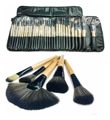 Set 32 Pinceles Y Brochas Maquillaje + Bolso Organizador