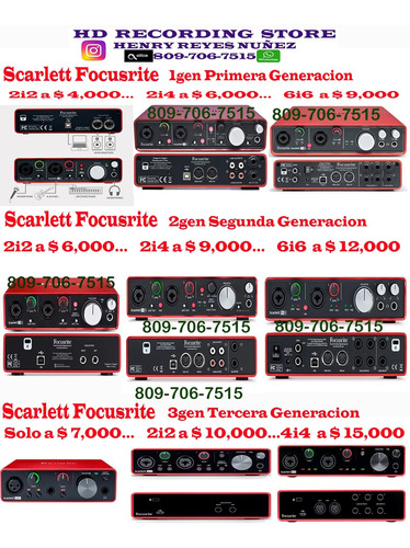 Focusrite Scarlett Tarjeta Interfaz Mixer Audio 2i2 2i4 6i6