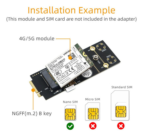Adaptador M.2 (ngff) Key B Con Ranura Sim Para Módulo Su De