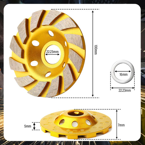 Jyybn 8 Piezas Diamante Concreto Molienda Rueda, 12 Segmento Concreto Molienda Rueda Angular - Pulir Y Limpiar Piedra, Cemento, Superficie De Mármol, 4 Pulgadas King Kong Grinder Disco (amarillo)