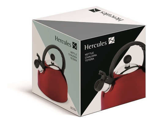 Chaleira Hercules Inox Com Apito Fixo 1,75 Litros Vermelho