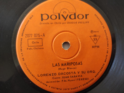 Vinilo Single Lorenzo Dacosta -- Las Mariposa( H147-p63-e185