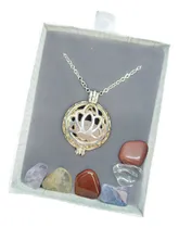 Comprar Collar Relicario Flor De Loto, O Porta Piedras + 7 Piedras