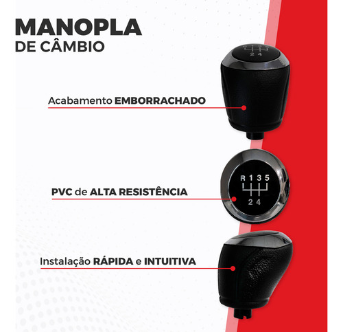 Manopla Câmbio 5 Marchas Onix Prisma Sonic Encaixe Parafuso