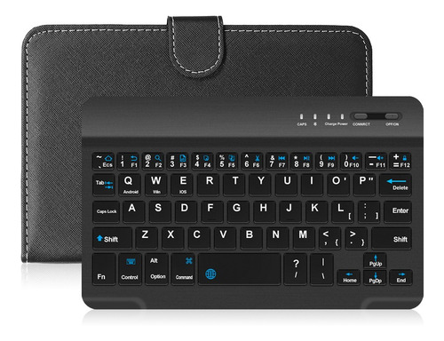 Teclado Inalámbrico Portátil De Cuero Pu Bt Con Funda