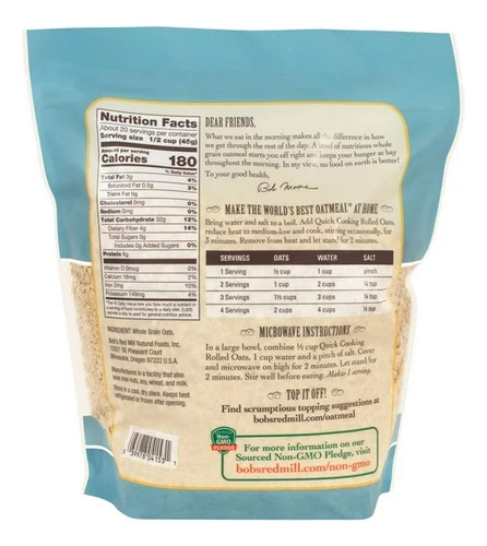 Bob's Red Mill Quick Cooking Rolled Oats 907 G
