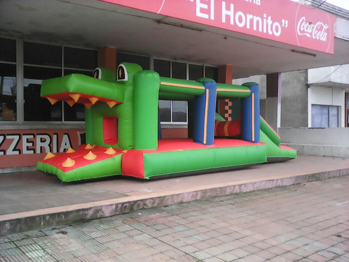 Castillo Inflable De Cocodrilo 6 X 3 Con Tobogan Y Turbina