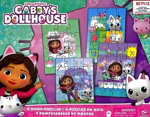 Quebra Cabeça De Madeira 4 Em 1 Gabby's Dollhouse Grow