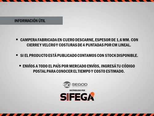 Imagen 2 de 2 de Campera Cuero Descarne Para Soldador Sifega