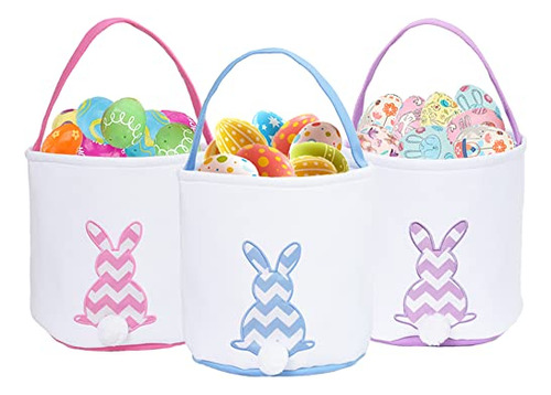 3 Pcs Canasta De Conejo De Pascua - Canasta De Huevos De