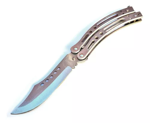 Cuchillo mariposa de acero (balisong ): fotografía de stock