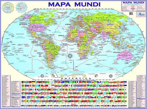 Mapa Mundi Planisférico Político Escolar Edição Atualizada