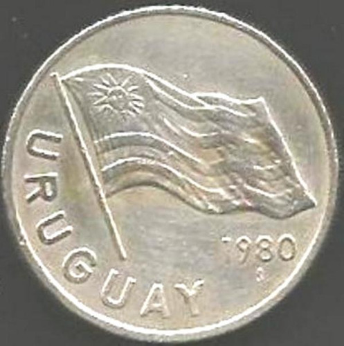 3977 Uruguai - 5 Novo Peso 1980 - Bandeira Nacional